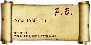 Pete Beáta névjegykártya